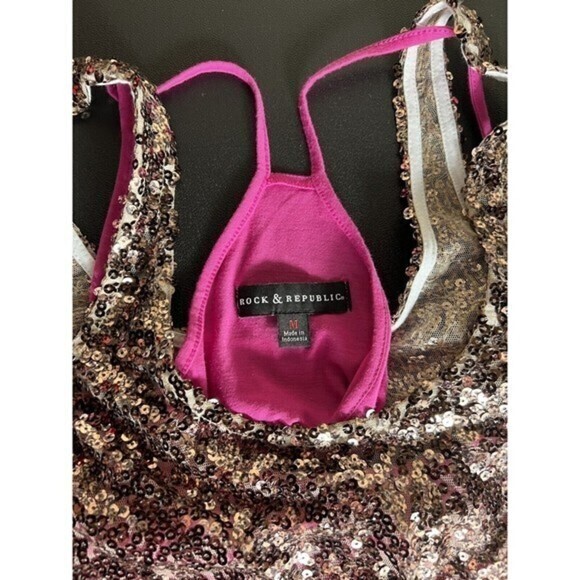 Rock & Republic Layered Pink Sequin Calypso Tank Top Size Medium - Picture 5 of 7